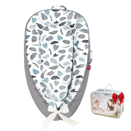 Baby Lounger - 100% Cotton Breathable Infant Lounger for Newborn, Portable Baby Nest for Home and Travel, Waterproof Lining, Newborn Babies Essentials Gifts