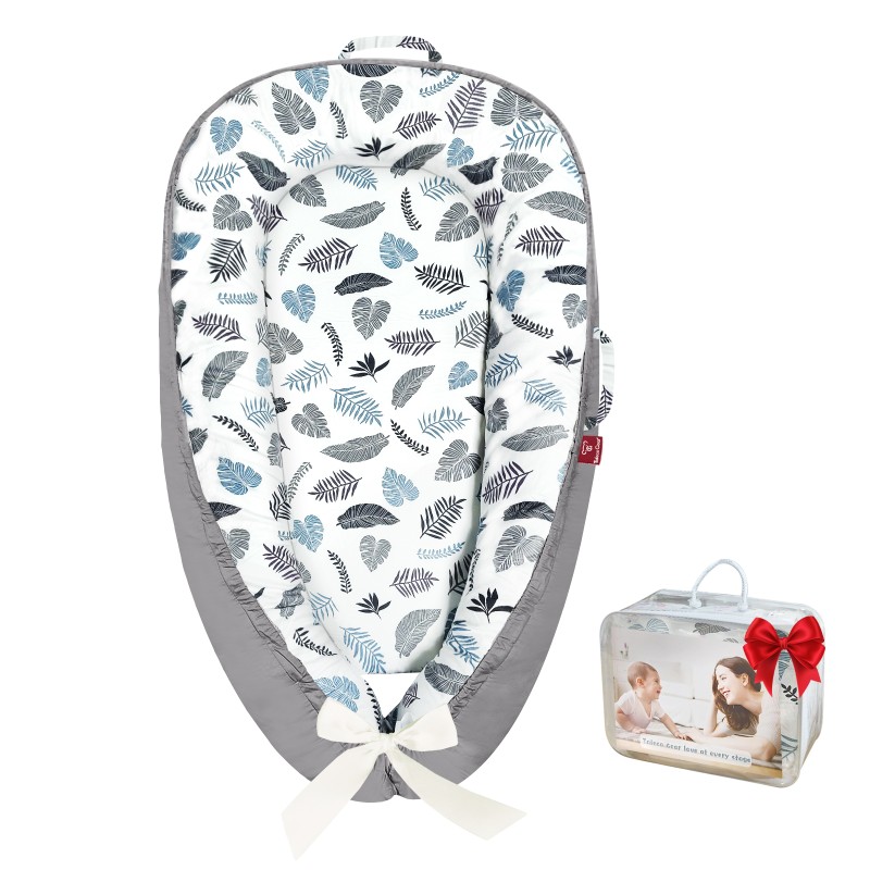 Baby Lounger - 100% Cotton Breathable Infant Lounger for Newborn, Portable Baby Nest for Home and Travel, Waterproof Lining, Newborn Babies Essentials Gifts