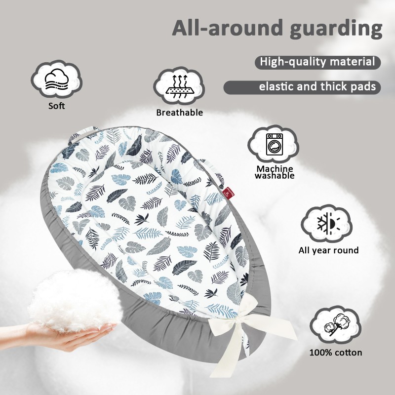 Baby Lounger - 100% Cotton Breathable Infant Lounger for Newborn, Portable Baby Nest for Home and Travel, Waterproof Lining, Newborn Babies Essentials Gifts 