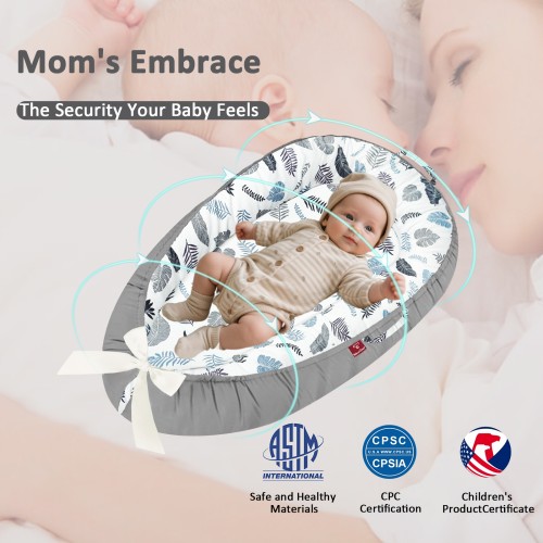 Baby Lounger - 100% Cotton Breathable Infant Lounger for Newborn, Portable Baby Nest for Home and Travel, Waterproof Lining, Newborn Babies Essentials Gifts