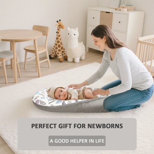 Baby Lounger - 100% Cotton Breathable Infant Lounger for Newborn, Portable Baby Nest for Home and Travel, Waterproof Lining, Newborn Babies Essentials Gifts
