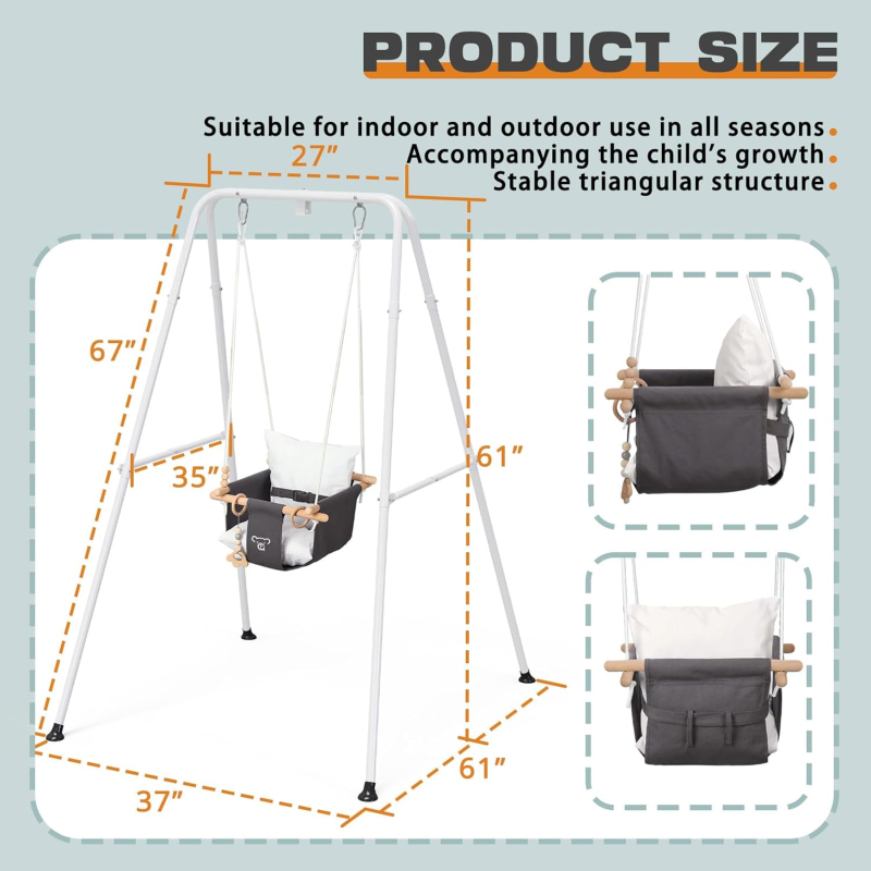 G TALECO GEAR 2-in-1 Baby Jumper & Swing - Foldable Stand, Stable Toddler Swing Set for Indoor & Outdoor Use 