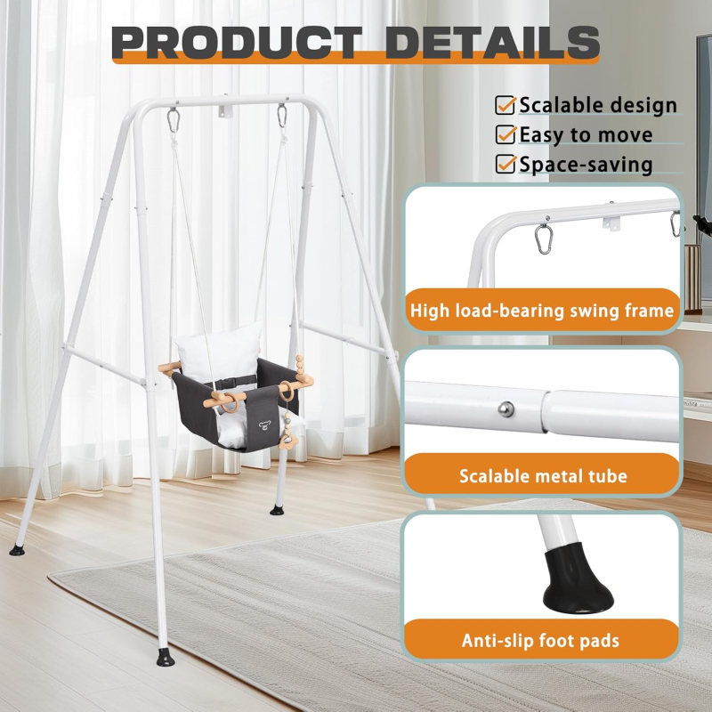 G TALECO GEAR 2-in-1 Baby Jumper & Swing - Foldable Stand, Stable Toddler Swing Set for Indoor & Outdoor Use 