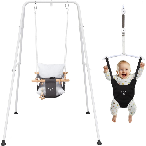 G TALECO GEAR 2-in-1 Baby Jumper & Swing - Foldable Stand, Stable Toddler Swing Set for Indoor & Outdoor Use