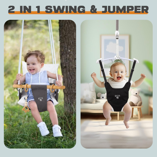G TALECO GEAR 2-in-1 Baby Jumper & Swing - Foldable Stand, Stable Toddler Swing Set for Indoor & Outdoor Use 
