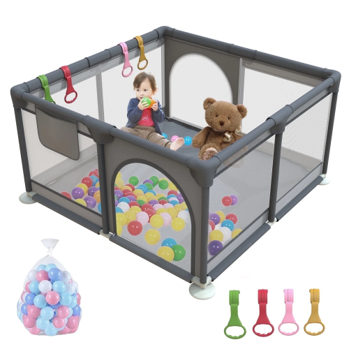 50" x 50" Baby Playpen, Baby Playard for Babies and Toddlers, Baby Fence Play Pens for Indoor & Outdoor Active Center, Dark Gray
