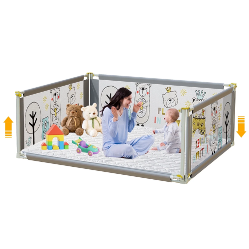 G TALECO GEAR Baby Playpen, Baby Playards for Babies and Toddlers, 60"x70"Mesh Drop Down Play Yard, Height Adjustable, Gray