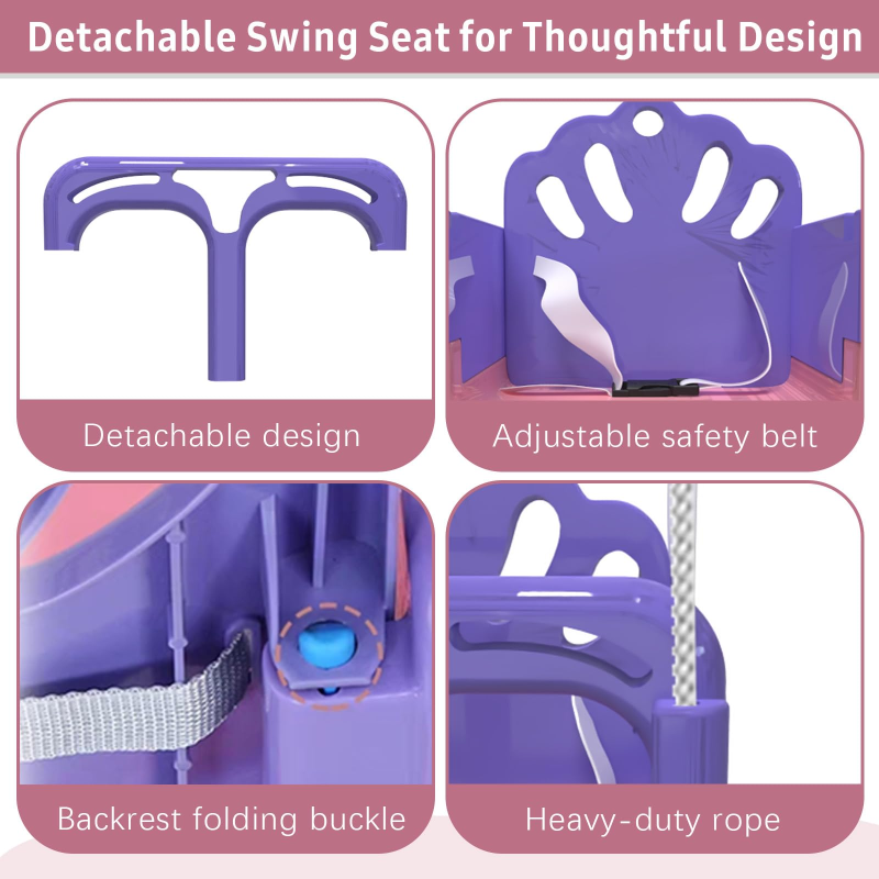 G TALECO GEAR Portable Baby Swing for Infants to Toddler,Swing Sets for Outside and with 4 Sandbags,Pink & Purple. 