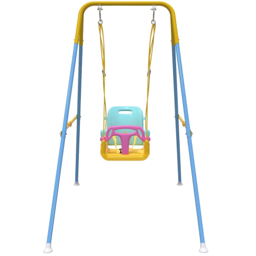G TALECO GEAR Portable Baby Swing for Infants to Toddler,Swing Sets for Outside and with 4 Sandbags,Yellow & Blue