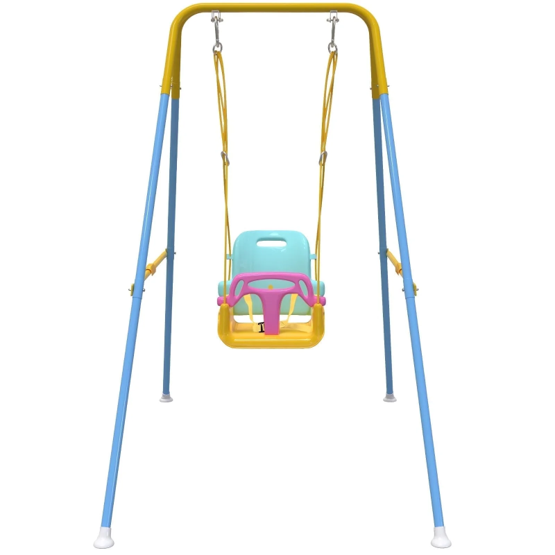 G TALECO GEAR Portable Baby Swing for Infants to Toddler,Swing Sets for Outside and with 4 Sandbags,Yellow & Blue 