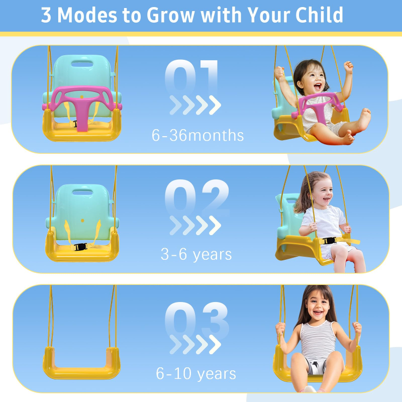 G TALECO GEAR 2 in 1 Baby Jumper&Portable Baby Swing for Infants to Toddler,Swing Sets for Outside and with 4 Sandbags,Yellow & Blue 