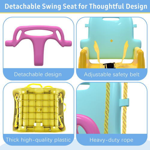 G TALECO GEAR 2 in 1 Baby Jumper&Portable Baby Swing for Infants to Toddler,Swing Sets for Outside and with 4 Sandbags,Yellow & Blue