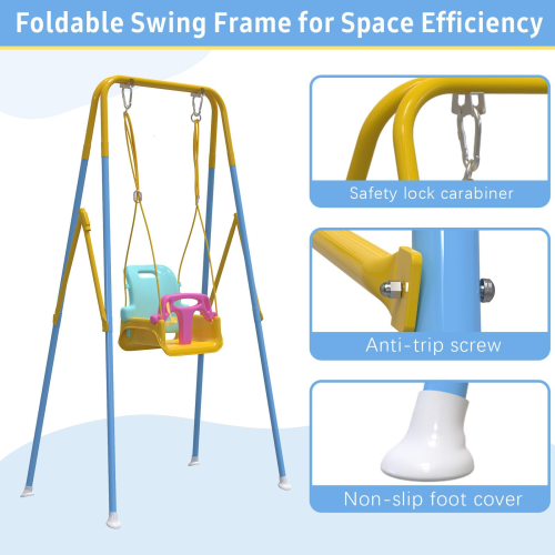 G TALECO GEAR 2 in 1 Baby Jumper&Portable Baby Swing for Infants to Toddler,Swing Sets for Outside and with 4 Sandbags,Yellow & Blue 