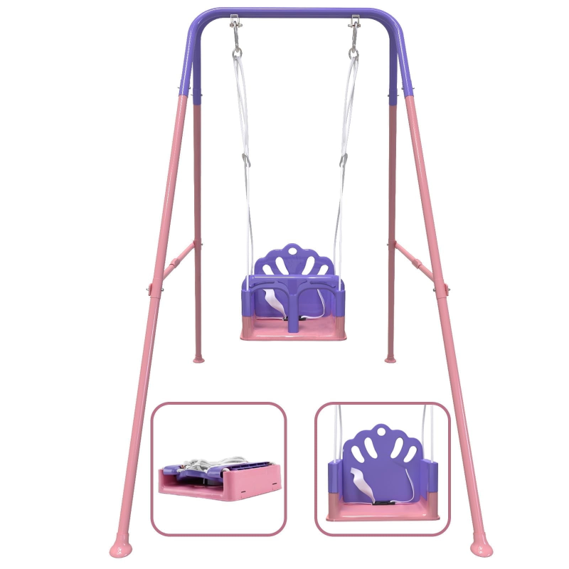 G TALECO GEAR Portable Baby Swing for Infants to Toddler,Swing Sets for Outside and with 4 Sandbags,Pink & Purple. 