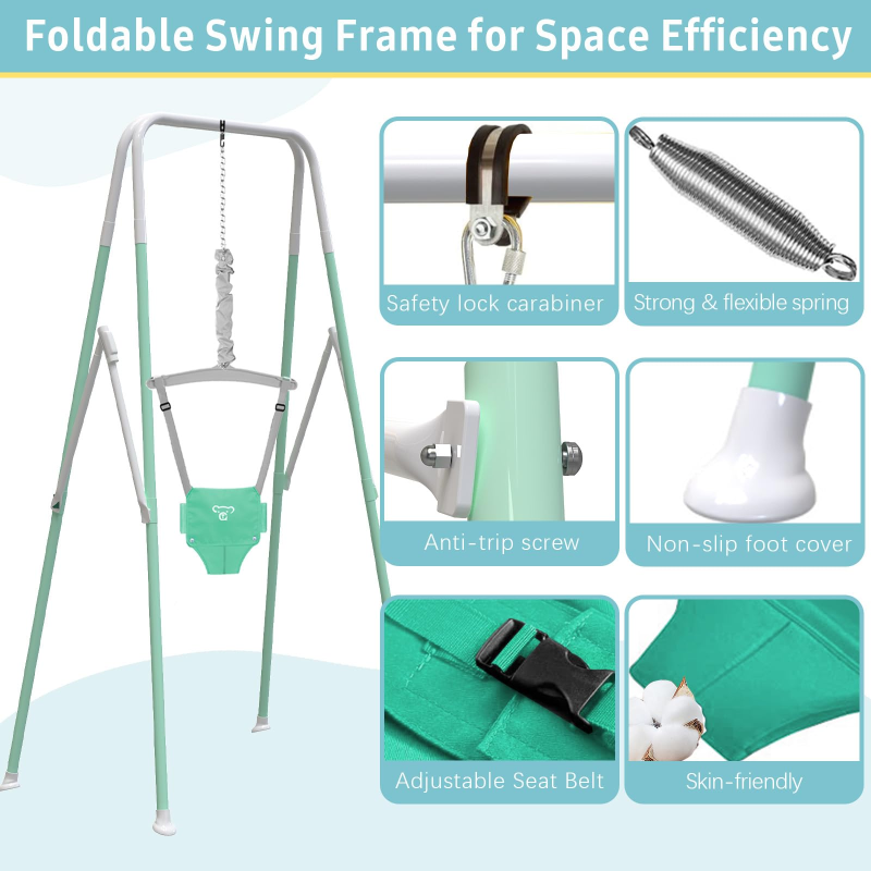G TALECO GEAR 2 in 1 Baby Jumper&Portable Baby Swing for Infants to Toddler,Swing Sets for Outside and with 4 Sandbags,White & Green 