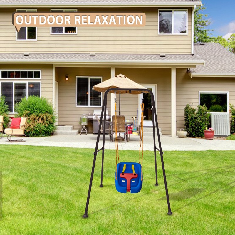 G TALECO GEAR Foldable Swing Stand for Kids, Toddler Swing Sets for Backyard, Outdoor Metal Swing Frame for Baby Swings, Black 
