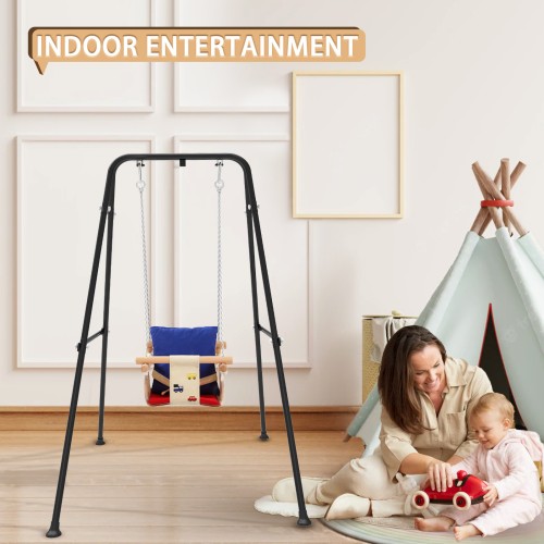 G TALECO GEAR Foldable Swing Stand for Kids, Toddler Swing Sets for Backyard, Outdoor Metal Swing Frame for Baby Swings, Black 