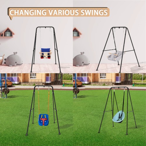 G TALECO GEAR Foldable Swing Stand for Kids, Toddler Swing Sets for Backyard, Outdoor Metal Swing Frame for Baby Swings, Black