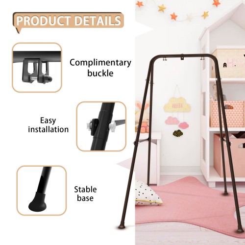 G TALECO GEAR Foldable Swing Stand for Kids, Toddler Swing Sets for Backyard, Outdoor Metal Swing Frame for Baby Swings, Black