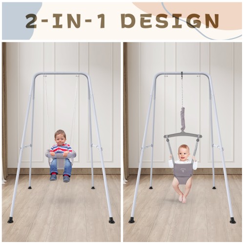 2 in 1 Baby Jumper with Swing, Baby Swing Indoor and Outdoor Use, Baby Jumpers and Bouncers, Toddler Swing with Foldable Stand