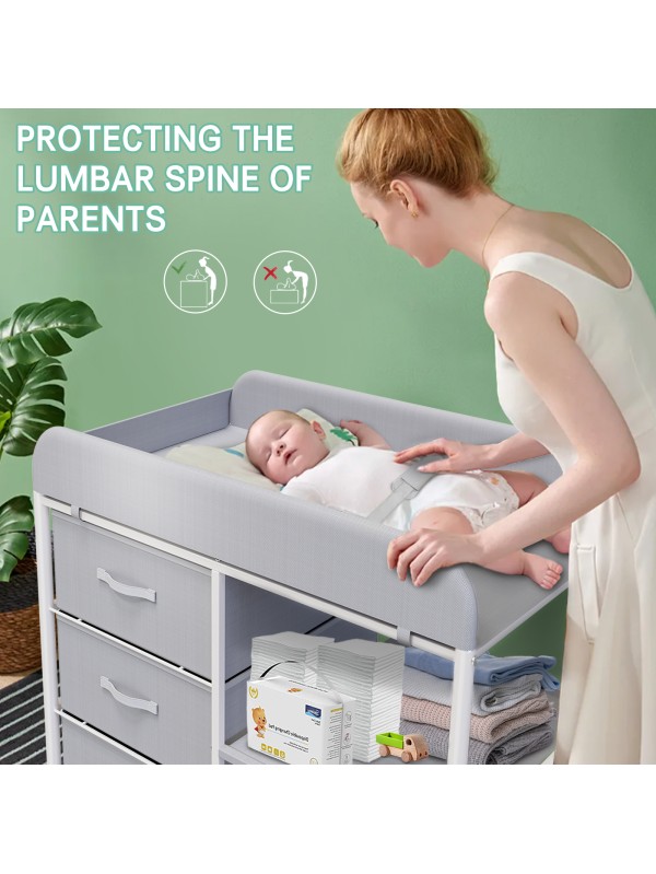 G TALECO GEAR Baby Changing Table, Portable Changing Table, Diaper Changing Station with Waterproof Pad, Changing Table Dresser with 3 Storage Baskets, Mobile Nursery Organizer for Newborn Essentials
